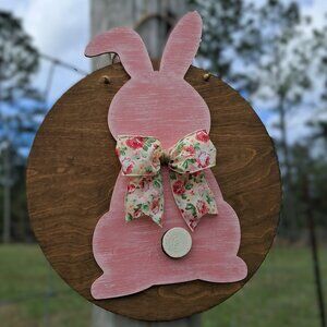 Handmade Easter Bunny Door Hanger | Spring Front Door Decor